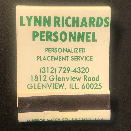 Lynn Richards Personnel Glenview Full Vintage Matchbook c1964-73 VGC