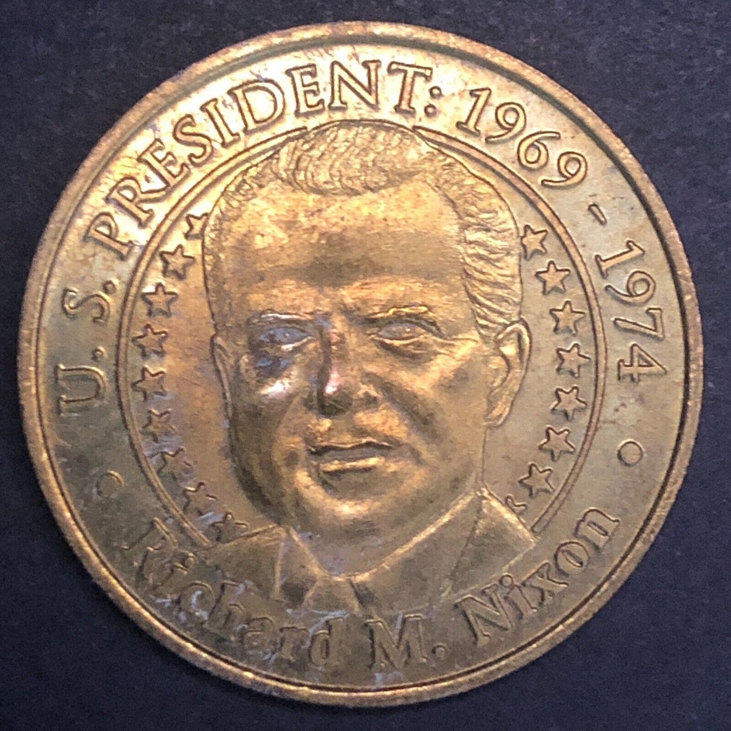 Sunoco 2000 Presidential Coin Series Richard M. Nixon Brass Token 31.5mm