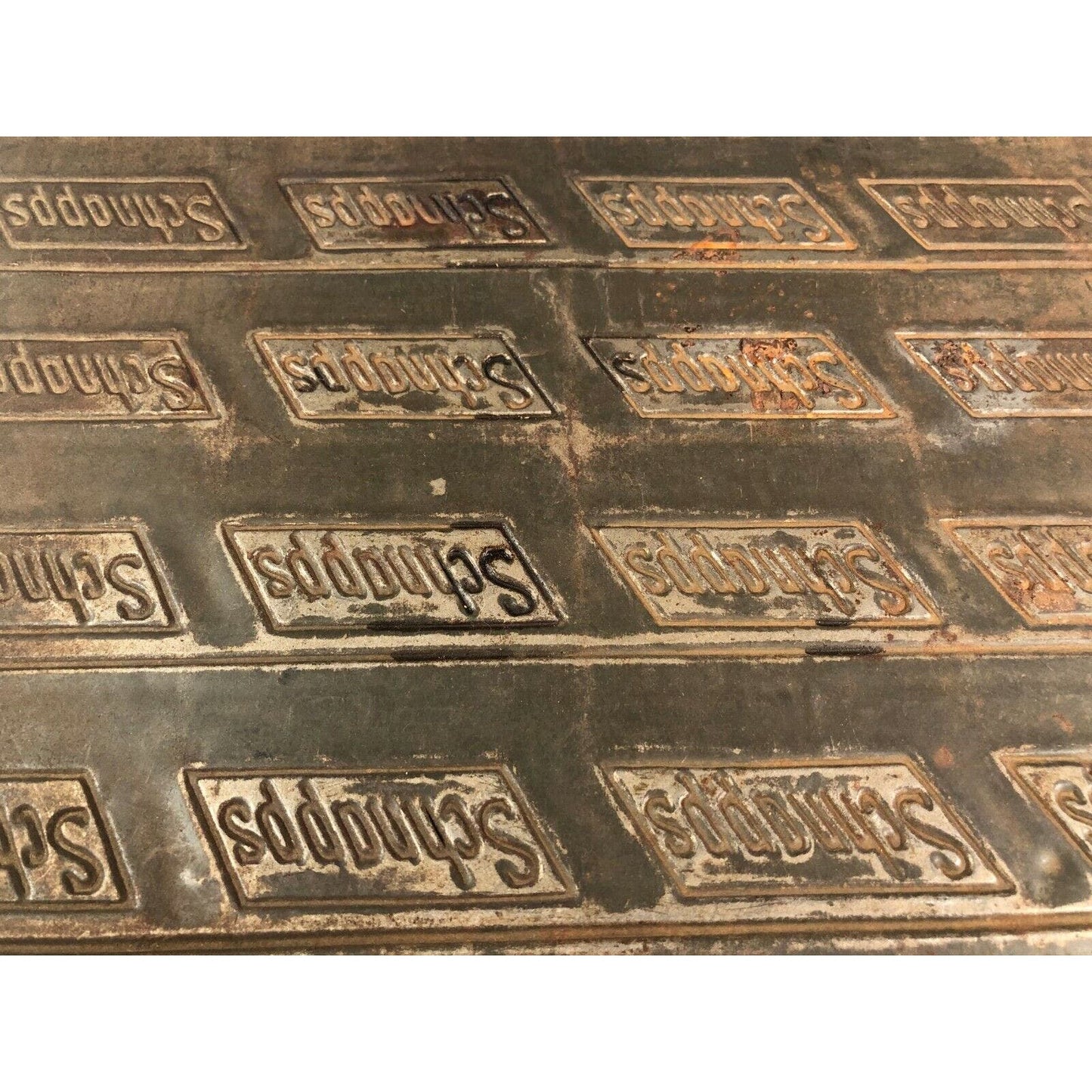 Pair Of 1920's Tin Schnapps Chewing Tobacco Inprint Plates