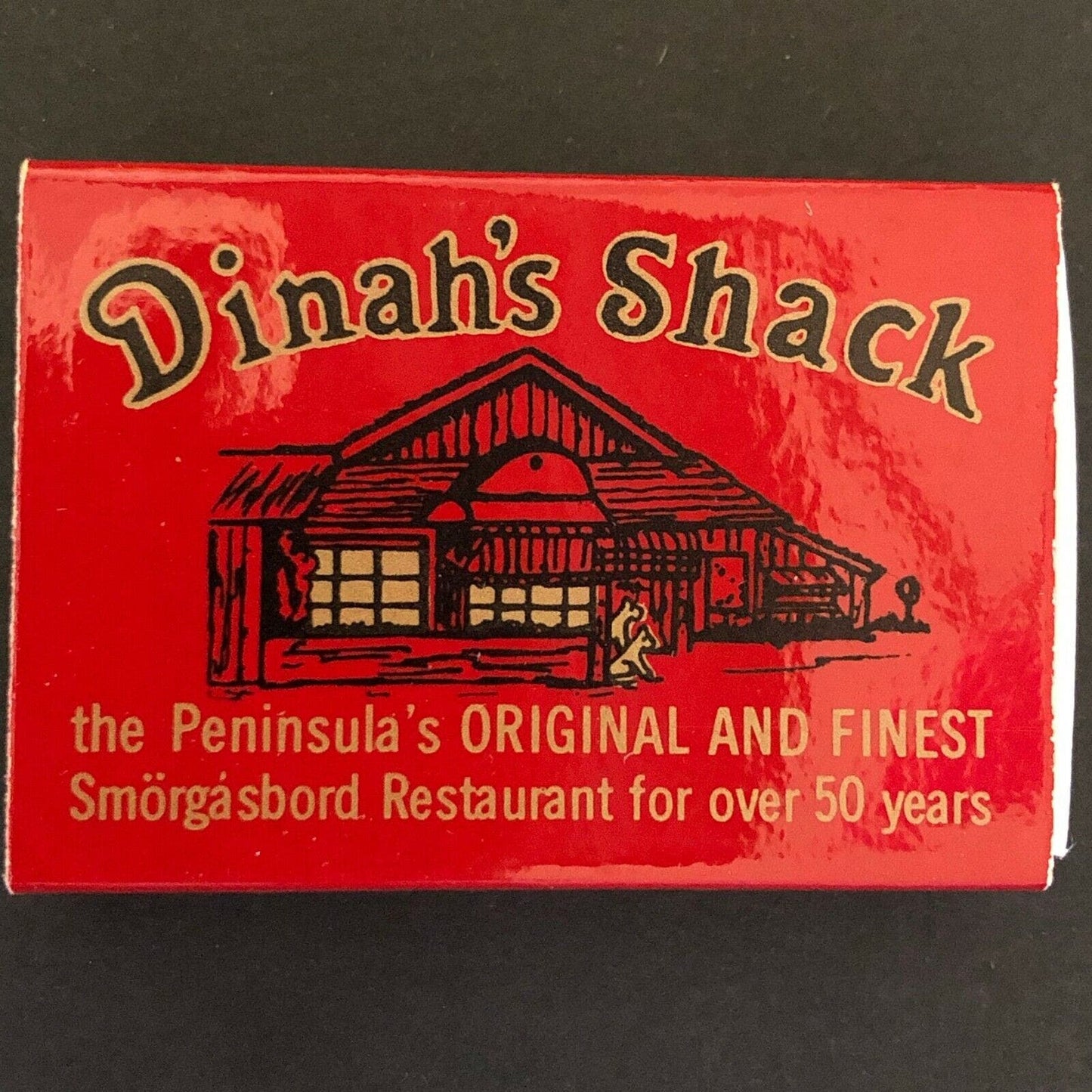 c1970's-80's Vintage Wooden Matchbox Matchbook "Dinah's Shack" Palo Alto, CALIF