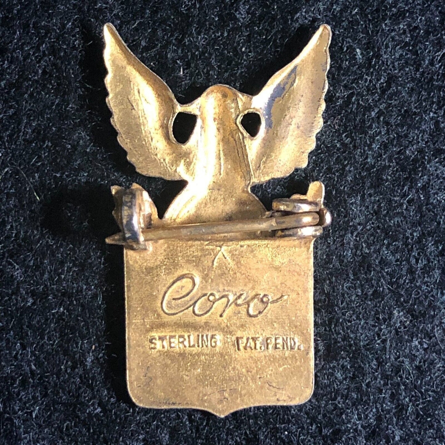 Vintage "Son In Service" Military Eagle Flag Shield Lapel Pinback - Sterling