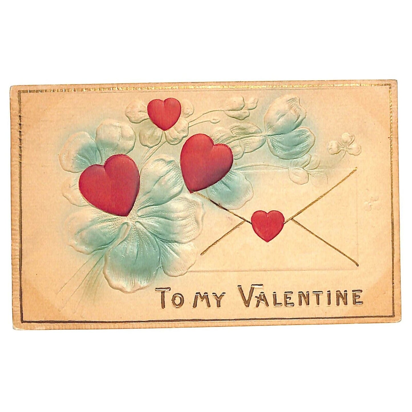 Valentine's Day Postcard "To My Valentine" w/ Reverse Embossed Hearts PM 1910