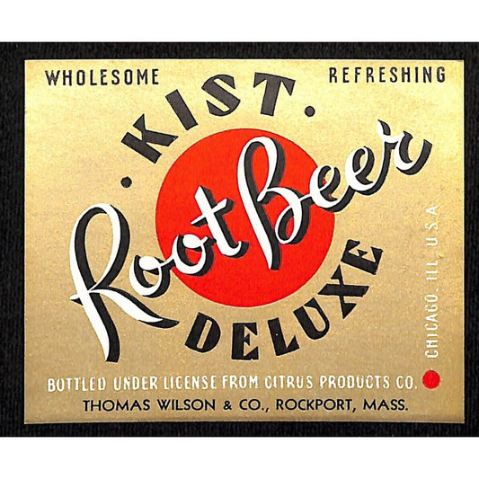 Kist Root Beer Delux Rockport, MA Paper Soda Labels c1950's