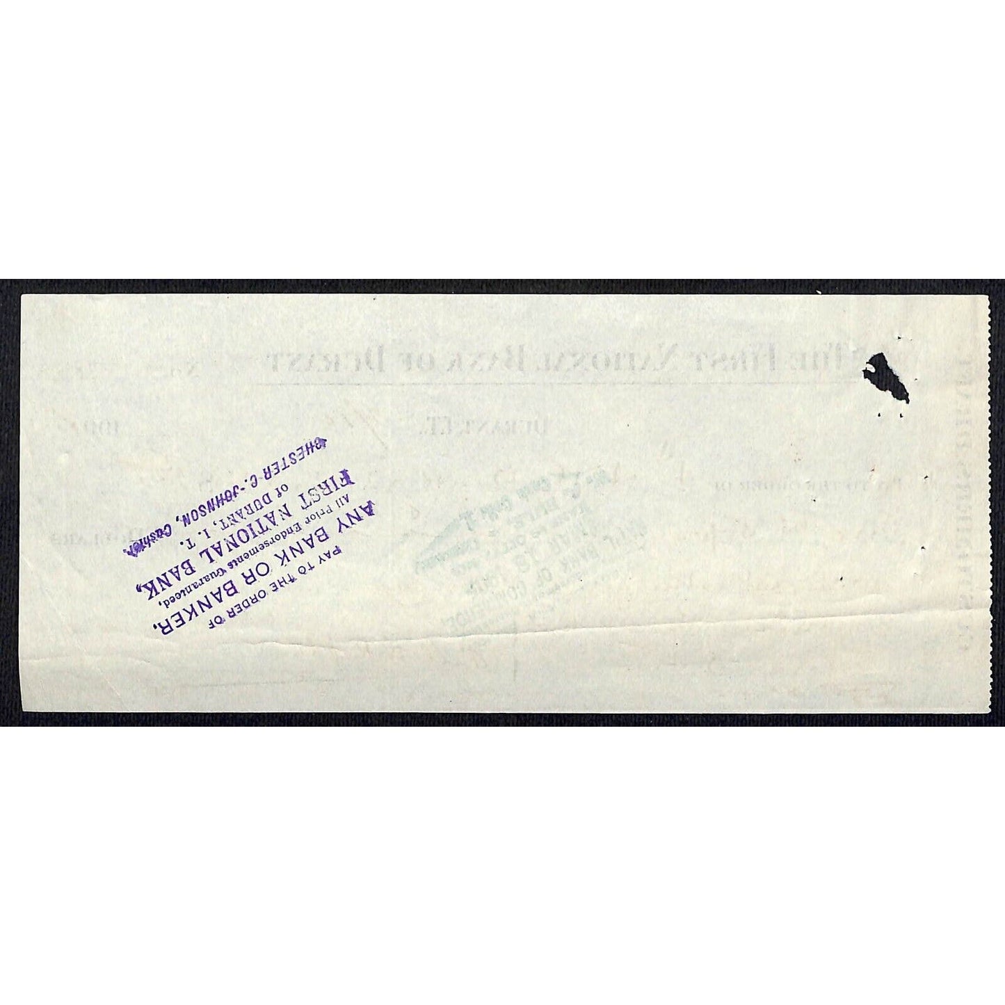 Durant, OK 1905 Indian Territory Durant National Bank Draft Check - Scarce