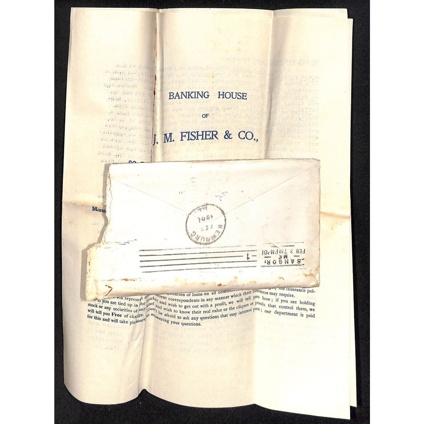 Newburgh, ME Amos W. Knowlton* 1901 Boston JM Fisher Cambria Mining Stock Offer+