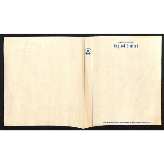 Baltimore & Ohio RR Enroute "Capitol Limited" Stationary Unused Folded Sheet VGC
