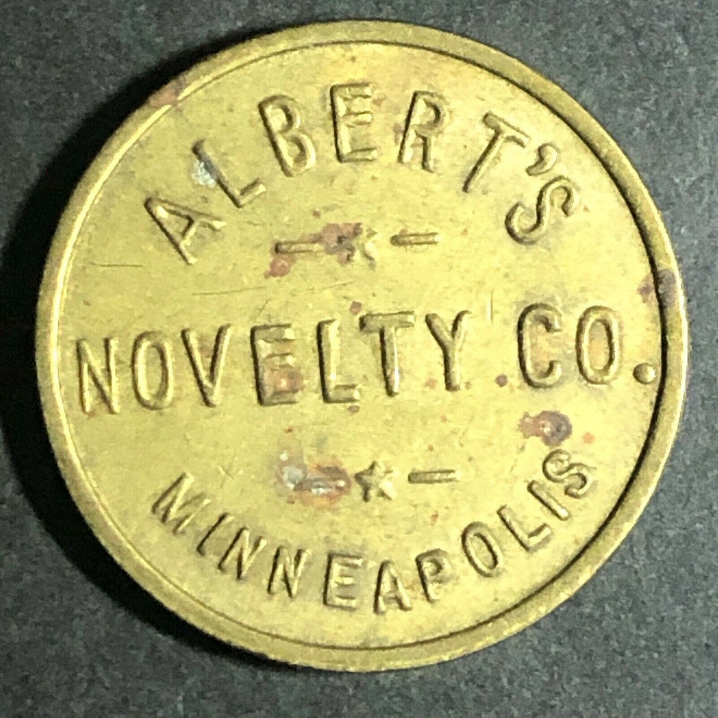 Vintage 20mm Brass "Albert's Novelty Co. Minneapolis" - Token