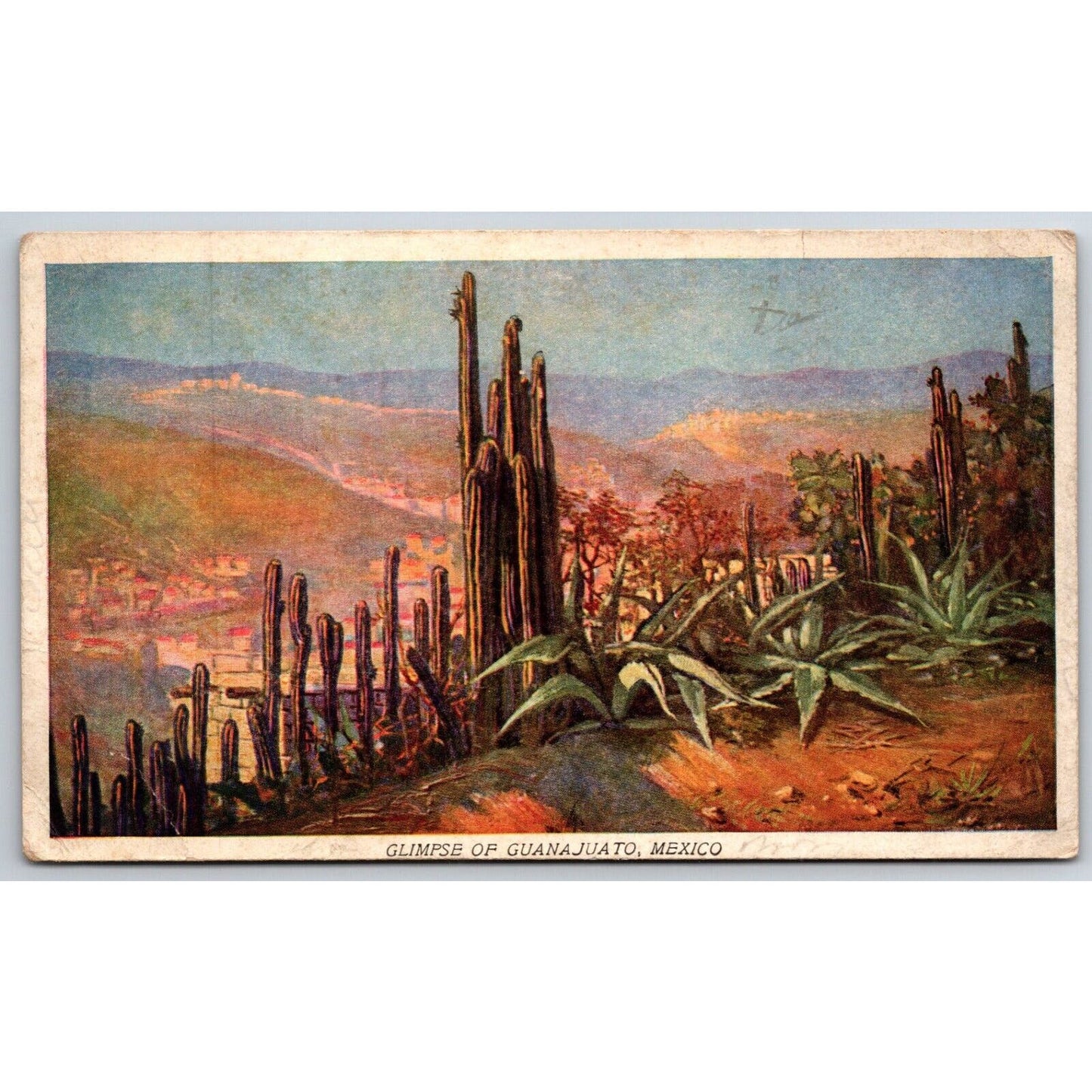 Prudential Insurance Co. "Glimpse of Guanajuato" Cactus Adv. Postcard c1911