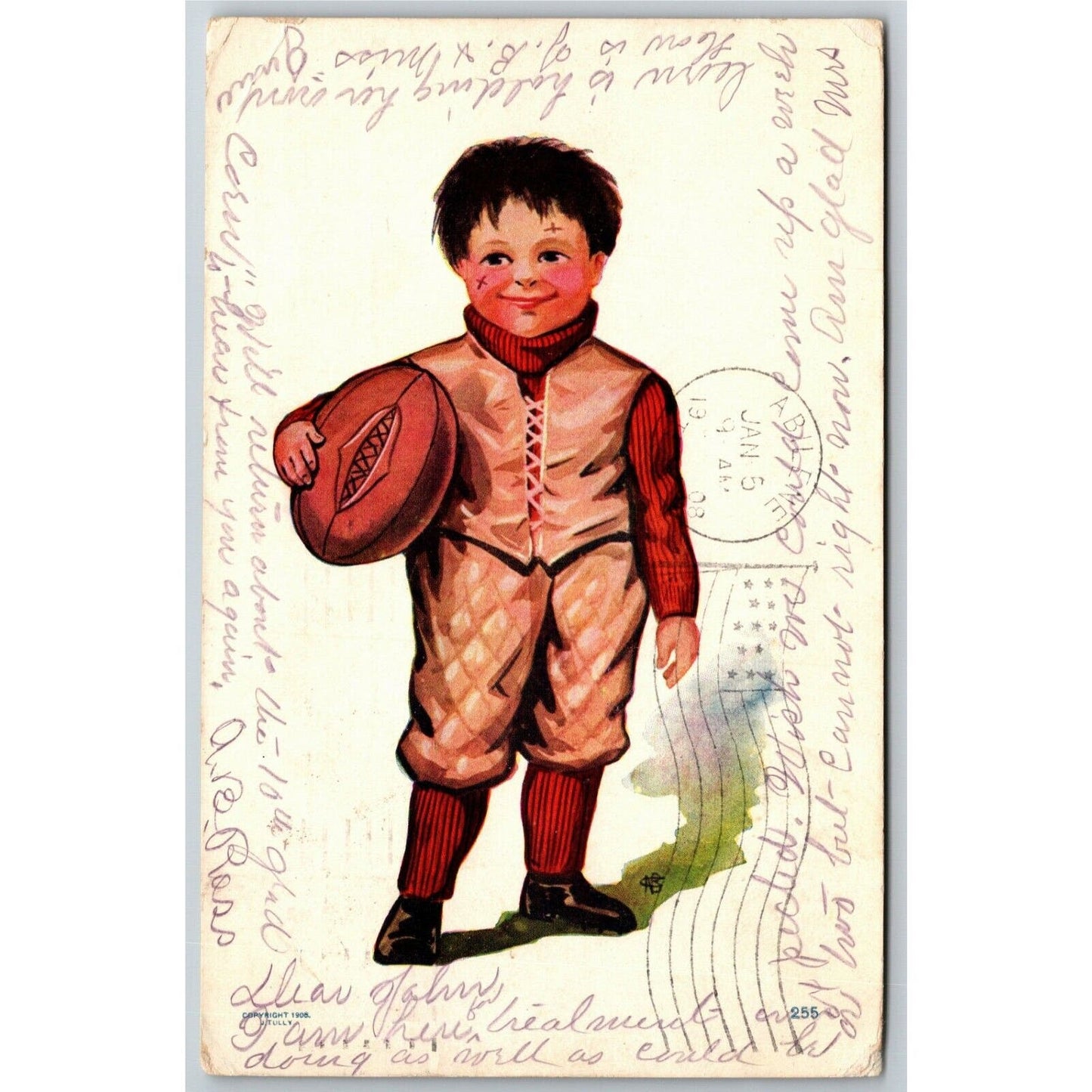 Vintage Postcard "Boy With Football" c1908 J. Tully
