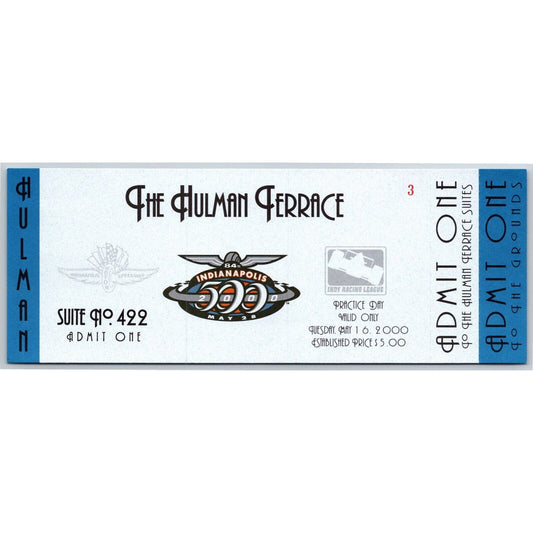 2000 Indy 500 Practice Day Hulman Terrace Unused Ticket Indianapolis #3