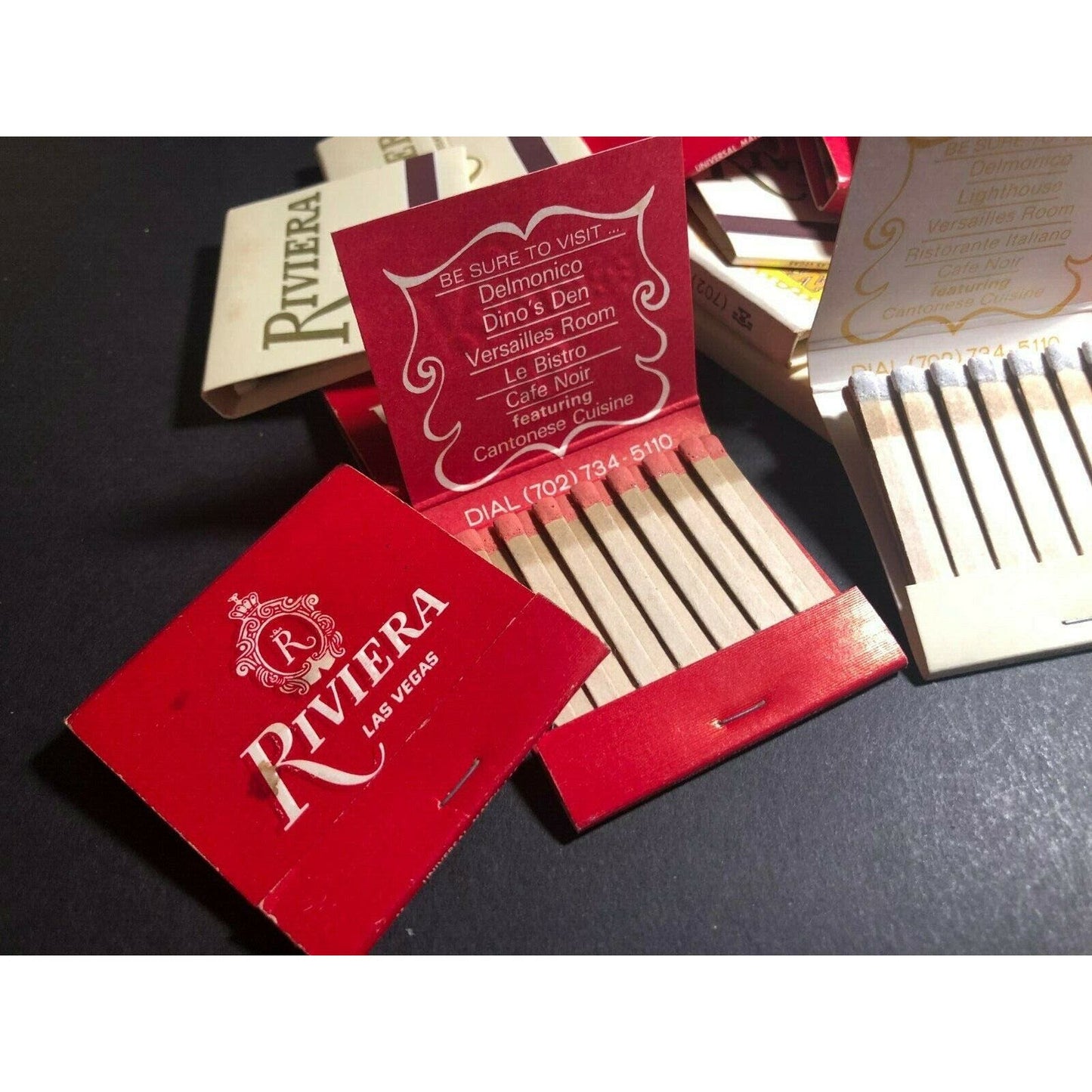 Group of 22 Mostly Las Vegas "Riviera" Casino Gambling 80'-90's Full Matchbooks