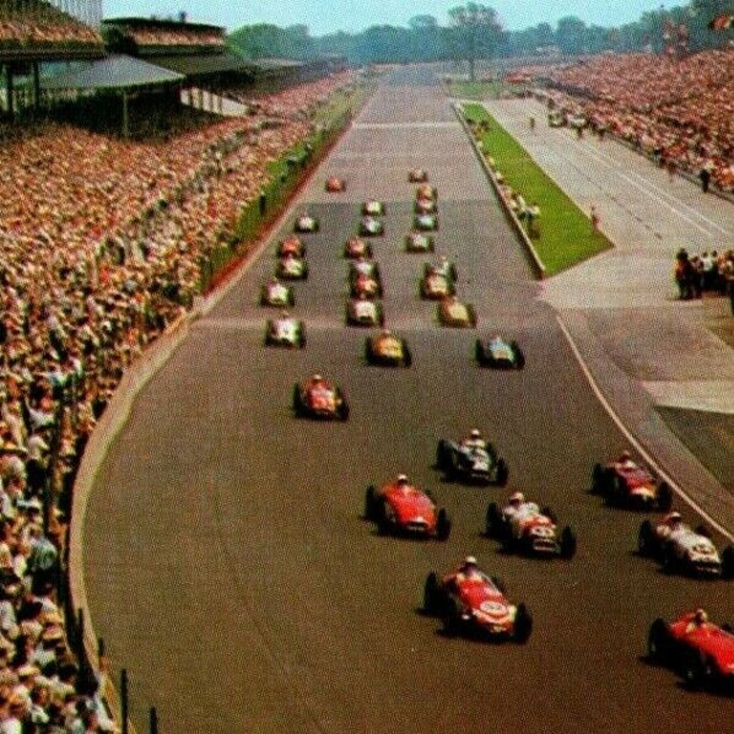 Indy 500 Postcard 1957 "Pace Lap 500 Mile Race Indianapolis" Unposted - VGC