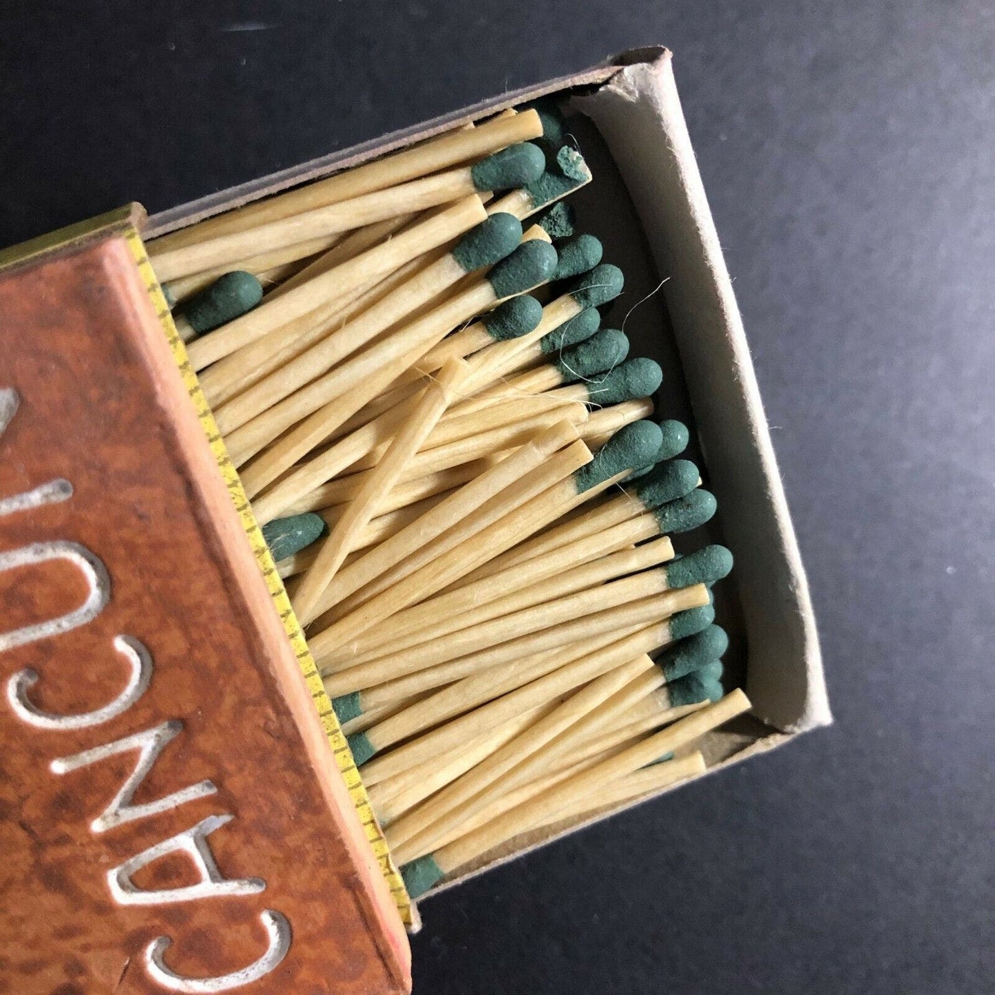 c70's-80's Souvenir Matchbook Matchbox Cancun w/ Ceramic Tile Top & Bottom
