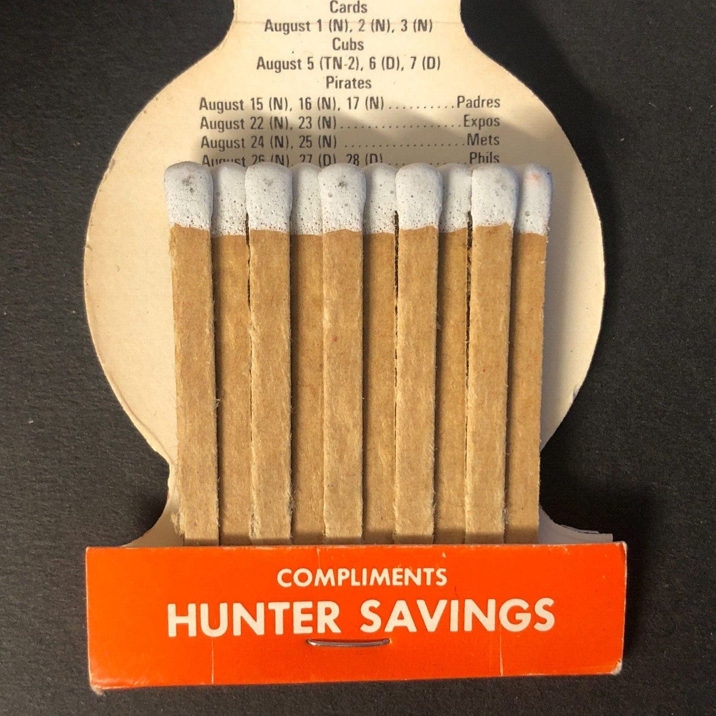 Cincinnati Reds 1977 Full Matchbook Complements of Hunter Savings Scarce