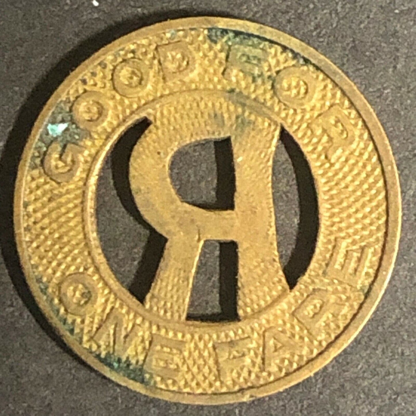 c1920's-40's 16mm Railway Transit Line Brass G/F One Fare Token South Bend Ind.