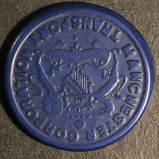 Manchester Transport England Plastic Token Blue 1/D 21mm c1950's-60's