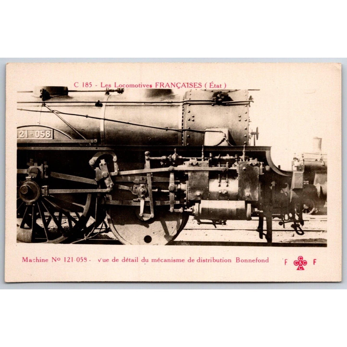 French Railroad RPPC* Postcard Machine 121-058 C 185 c1910 F. Fleury