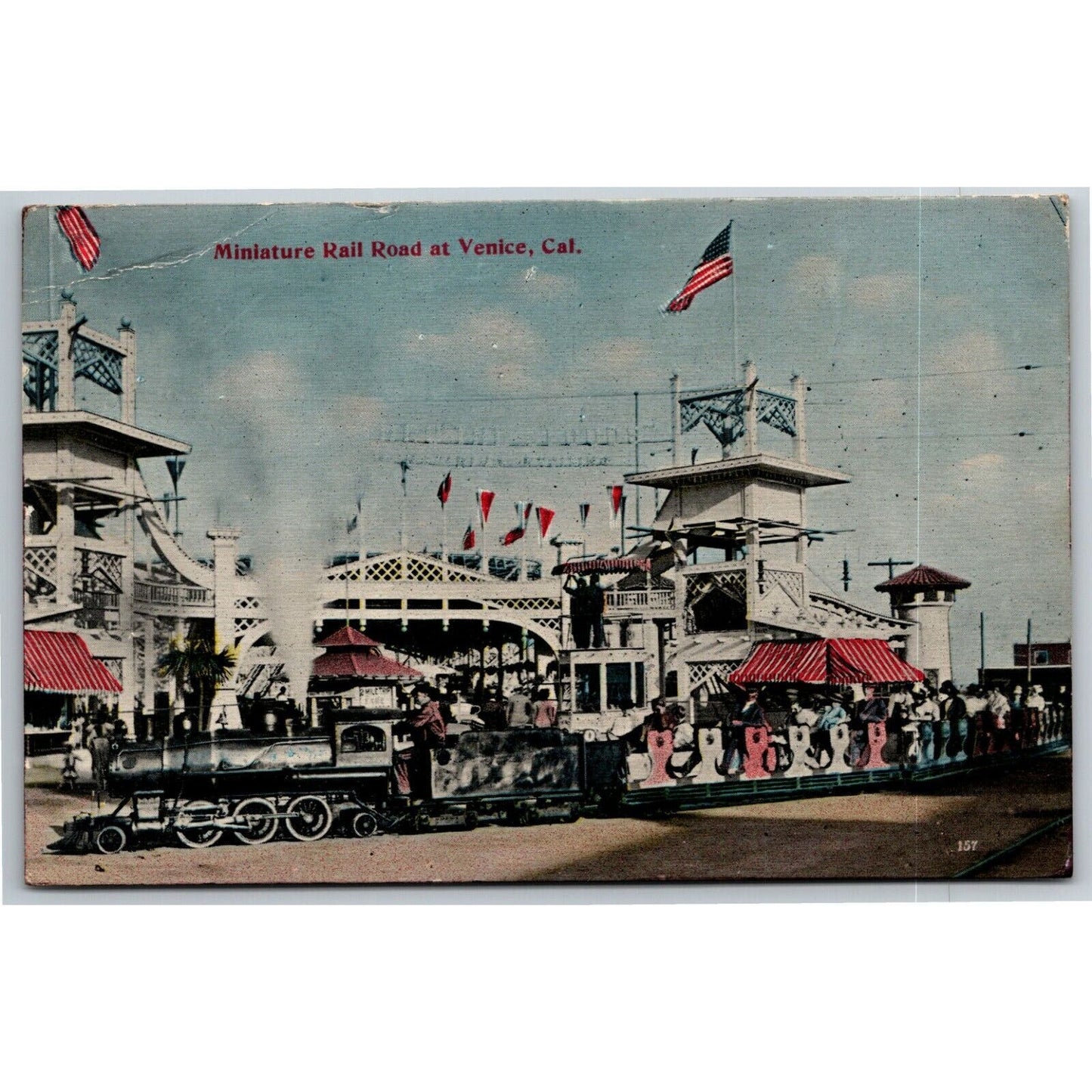 Vintage c1913 PPC Postcard - "Miniature Rail Road at Venice, CAL"