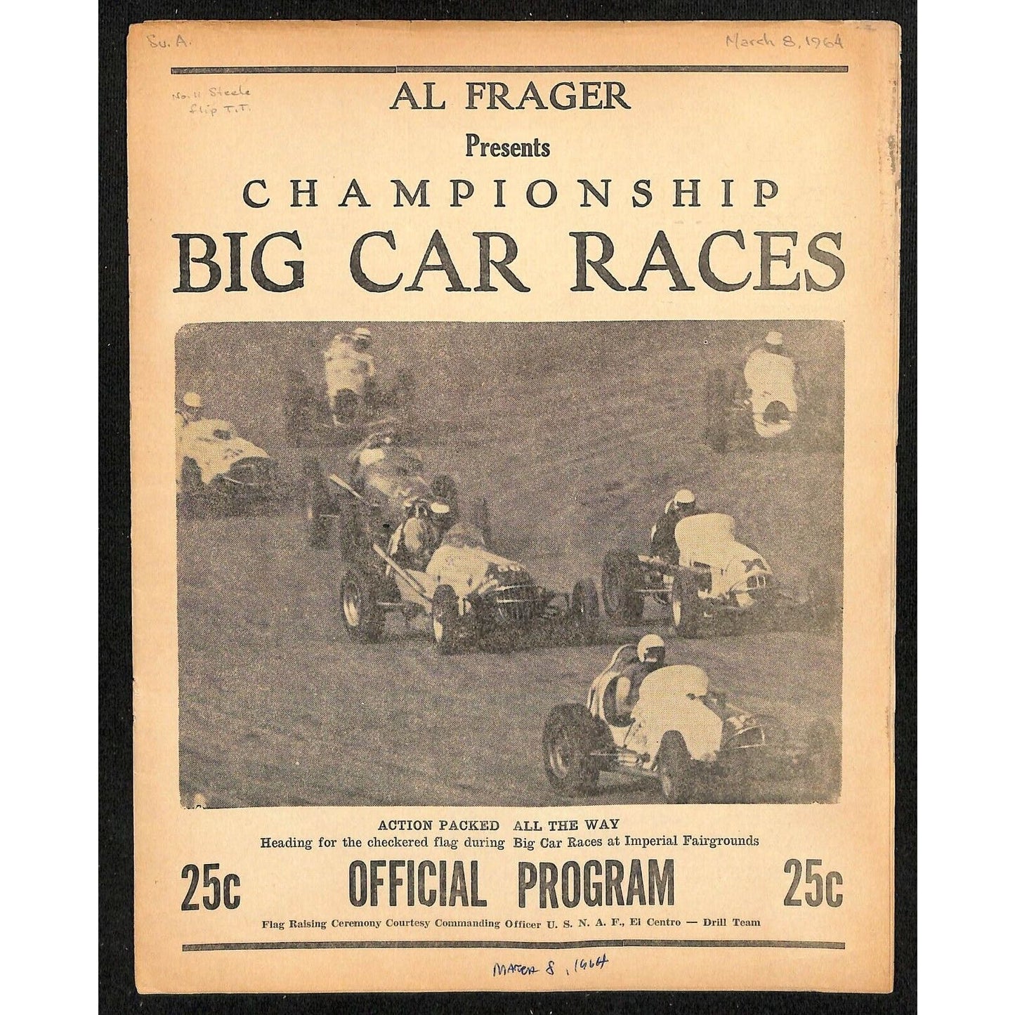 Scarce Mar 8 1964 California Auto Racing CRA Program Big Car El Centro - 16pp