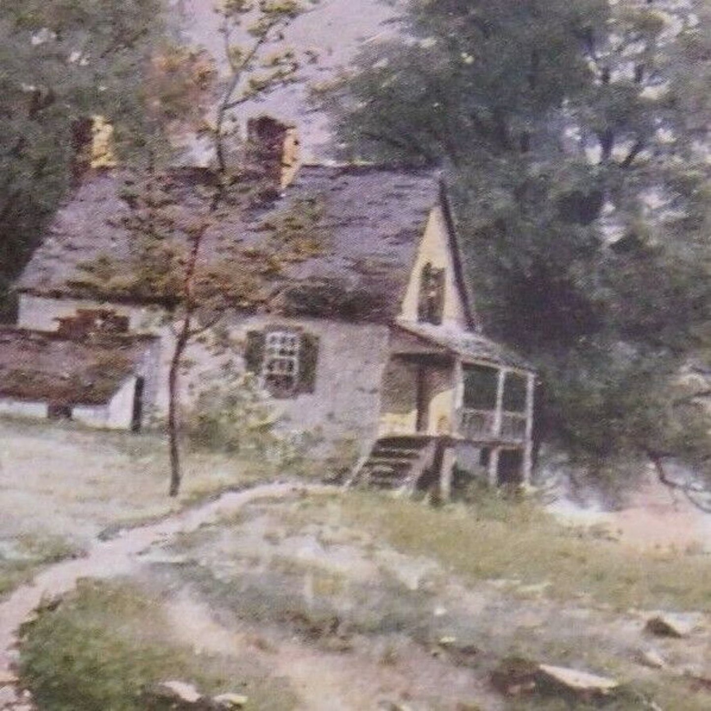 Vintage Postcard Untitled - House Near Pond and Trees c1912