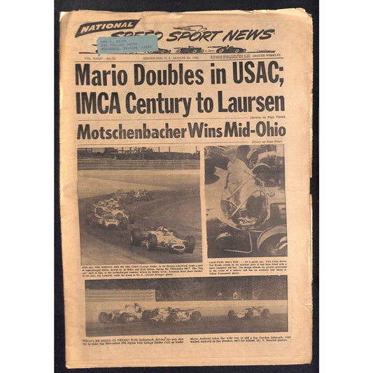 National Speed Sport News 8/31 1966 Andretti Tops USAC Sprinters Racing 27pp VGC