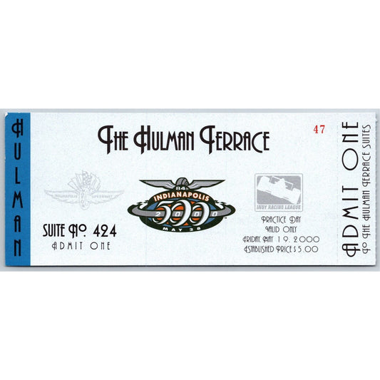 2000 Indy 500 Practice Day Hulman Terrace Ticket Stub Indianapolis #47
