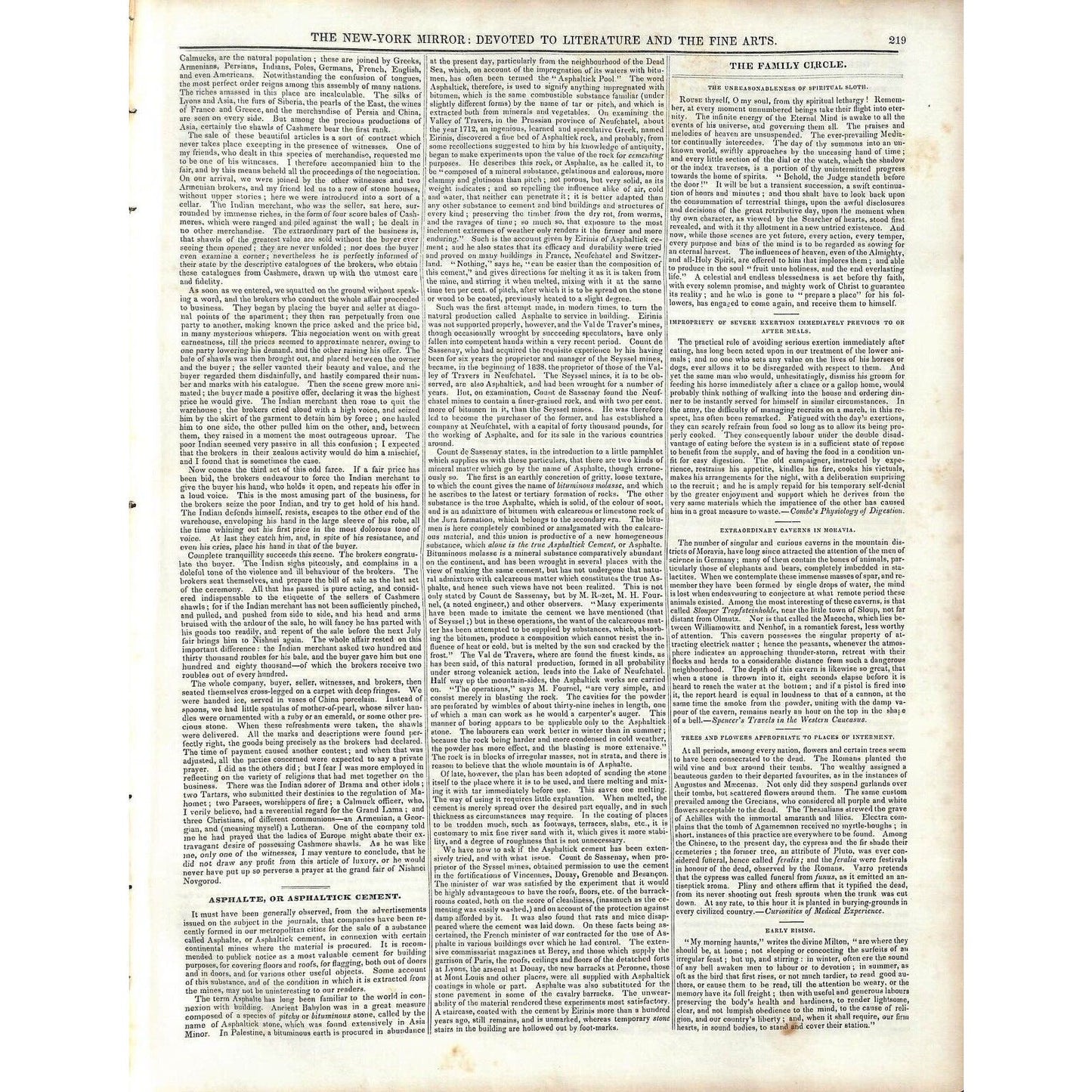 New-York Mirror Weekly Journal Literature Fine Arts Newspaper 1/5/1839