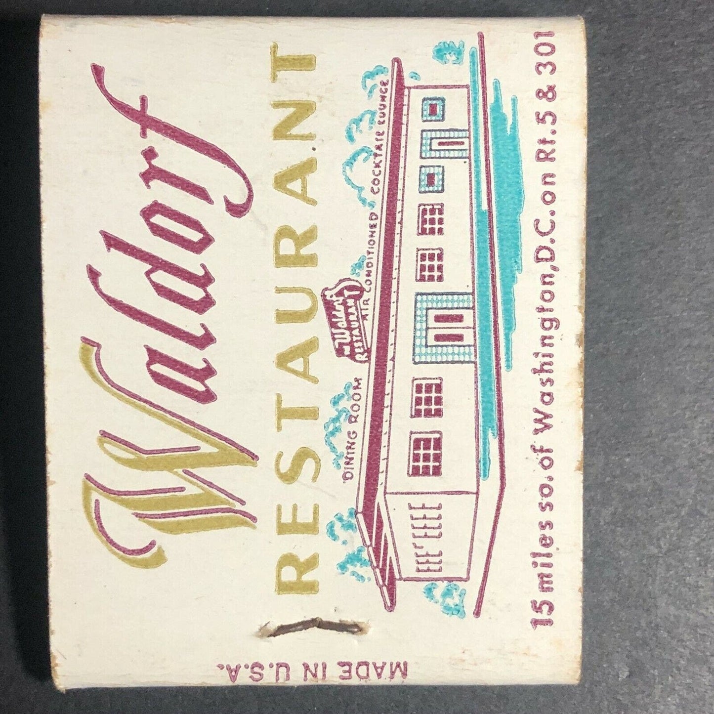 Scarce 1940's-50's Full Matchbook - Waldorf Motor Court - Waldorf, MD