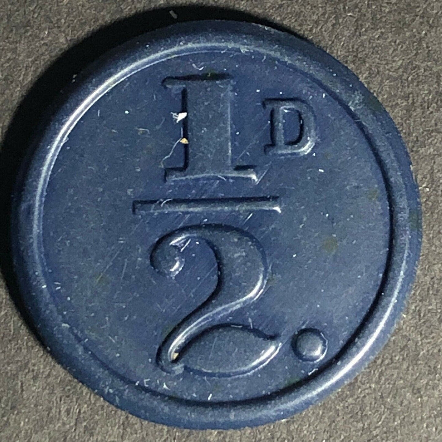 Bury Transport England Plastic Token Deep Blue / Black 1/2 D 21mm c50's-60's