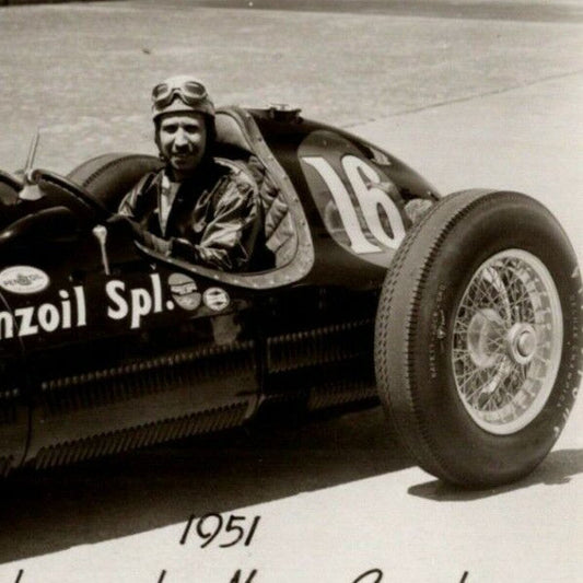 Indy 500 RPPC Postcard "1951 Maurie Rose" Official Race Photo Unposted VGC