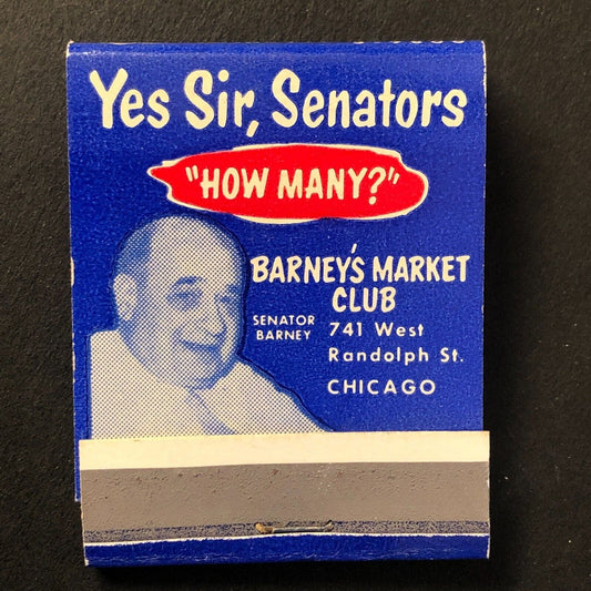 Barney's Market Club Restaurant Chicago Vintage Full Matchbook c1940's-50's VGC