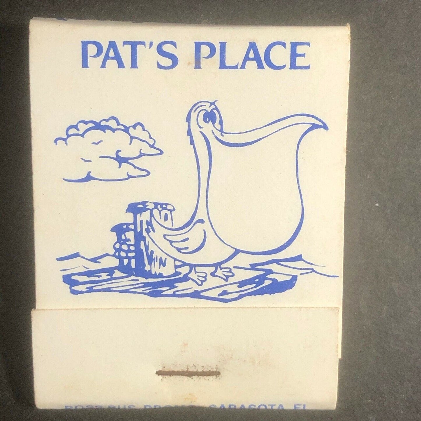 1960's-70's Full Matchbook "Pat's Place" 220 W. Miami Ave. Venice, FL - Pelican