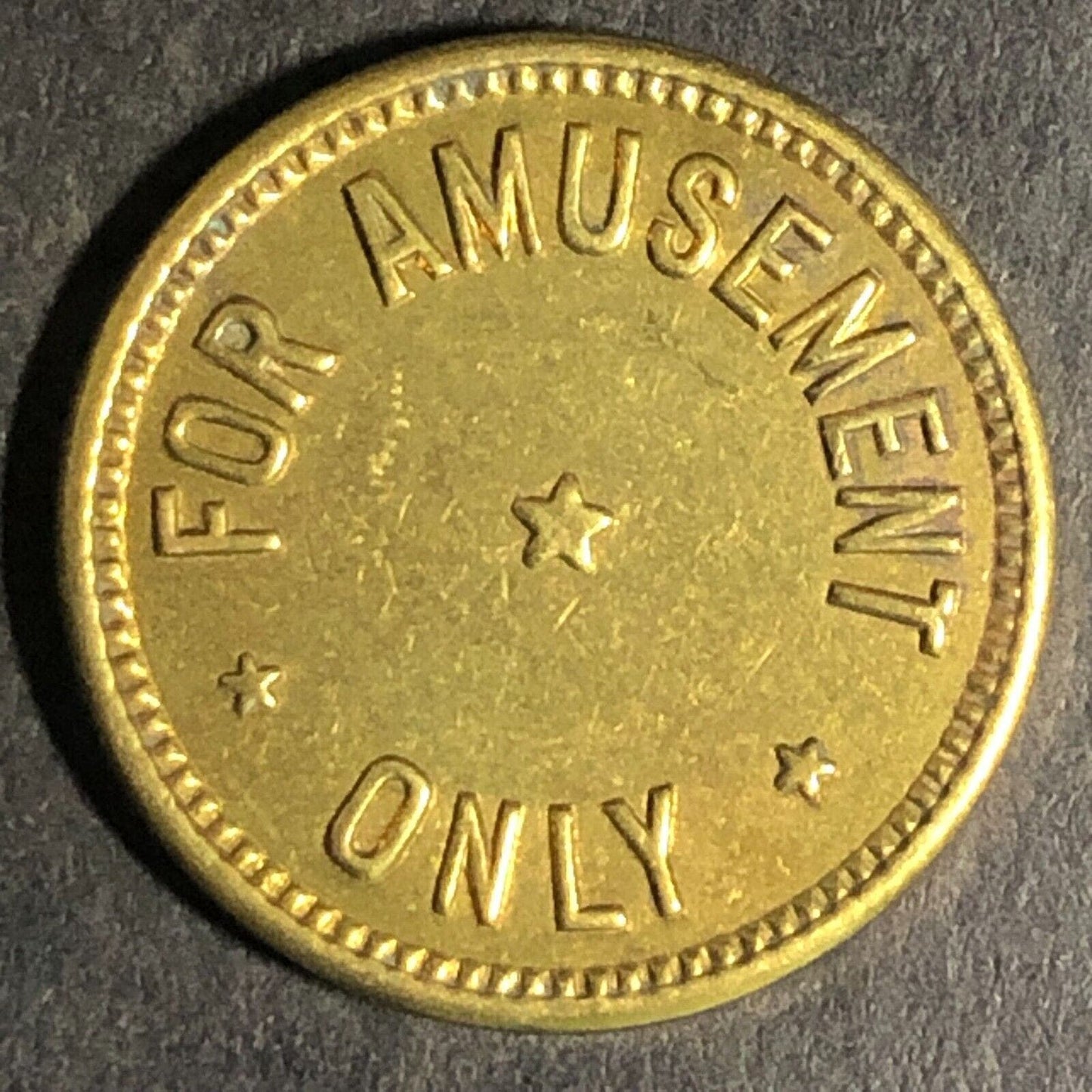 V.P. David -- Silverton, ORE Brass "For Amusement Only" Trade Token 20mm