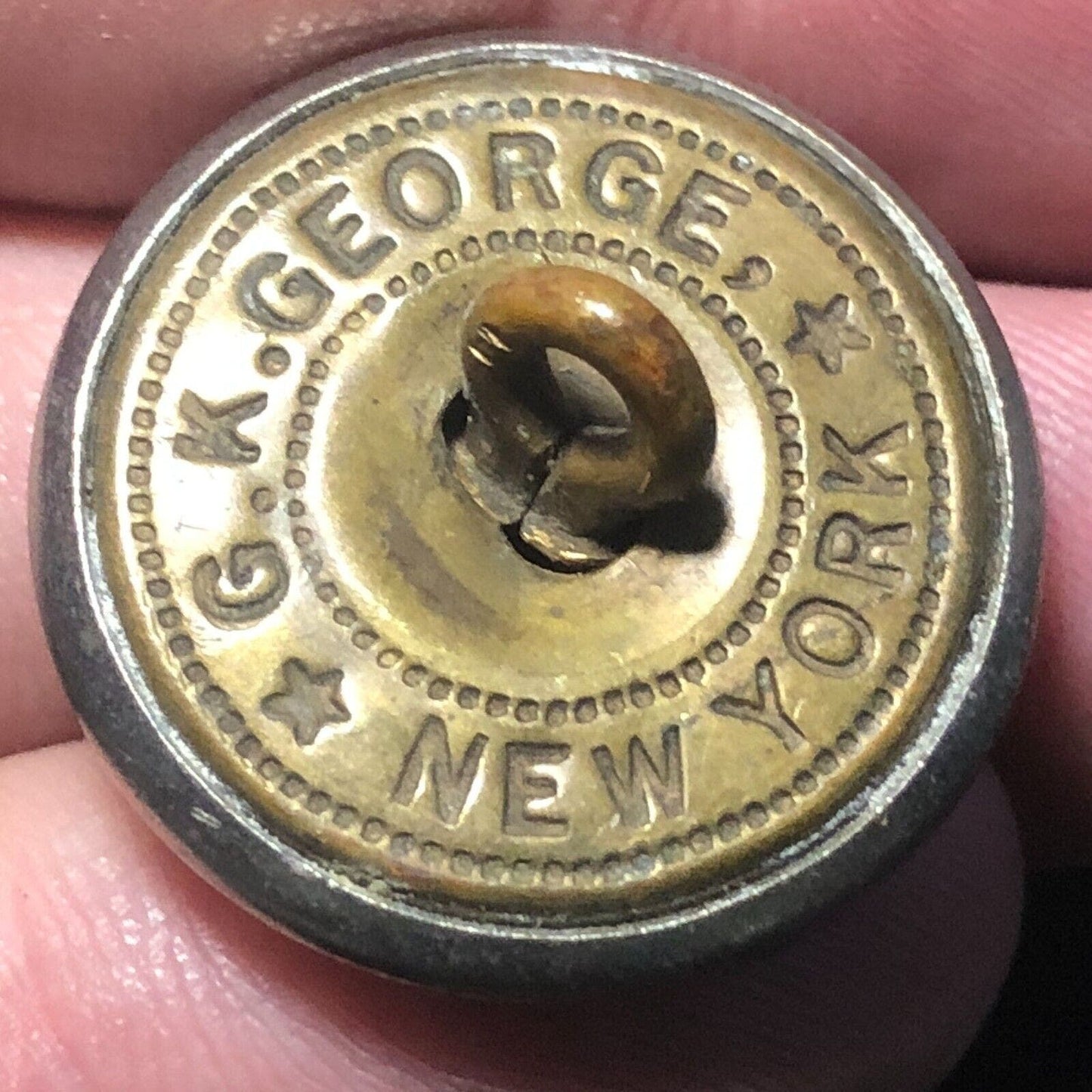 P&E Railroad Railway Brass Uniform Button 3/4" G.K. George Uniform Co. Scarce