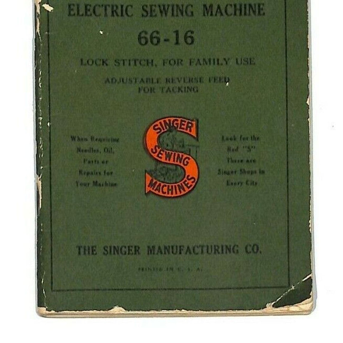 c1941 Singer Sewing Machine Instruction Booklet for Model 66-16 64pp
