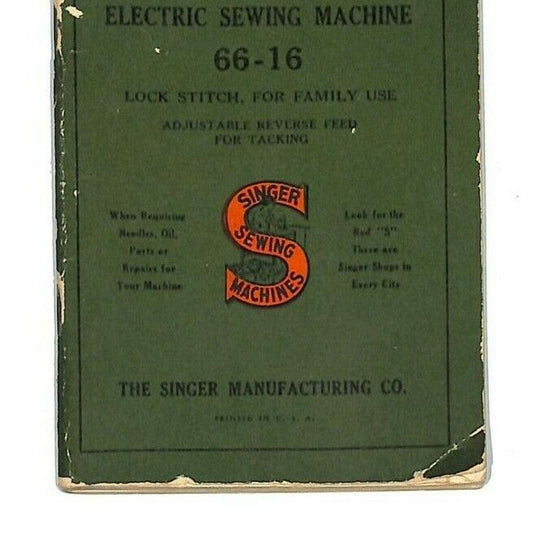 c1941 Singer Sewing Machine Instruction Booklet for Model 66-16 64pp