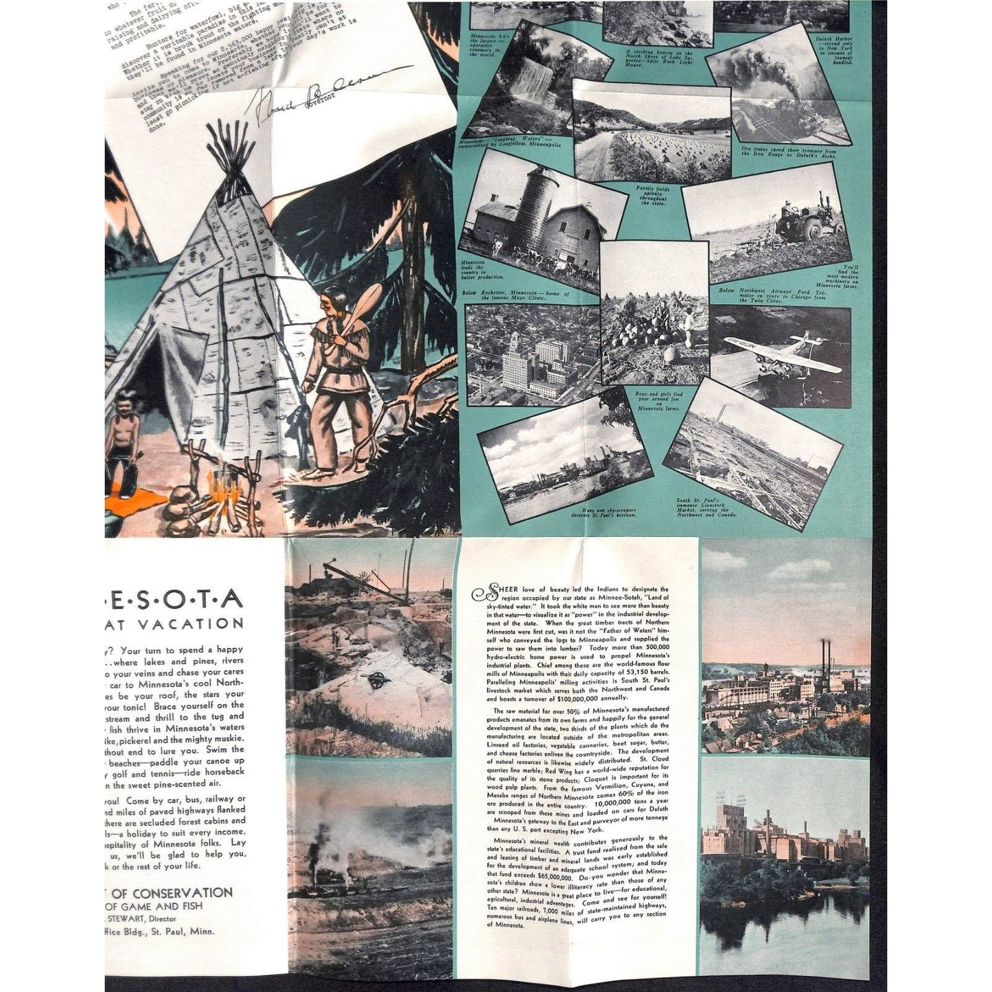 Minnesota "Where Dreams Still Come True" Map c1934 VGC Chicago World's Fair*