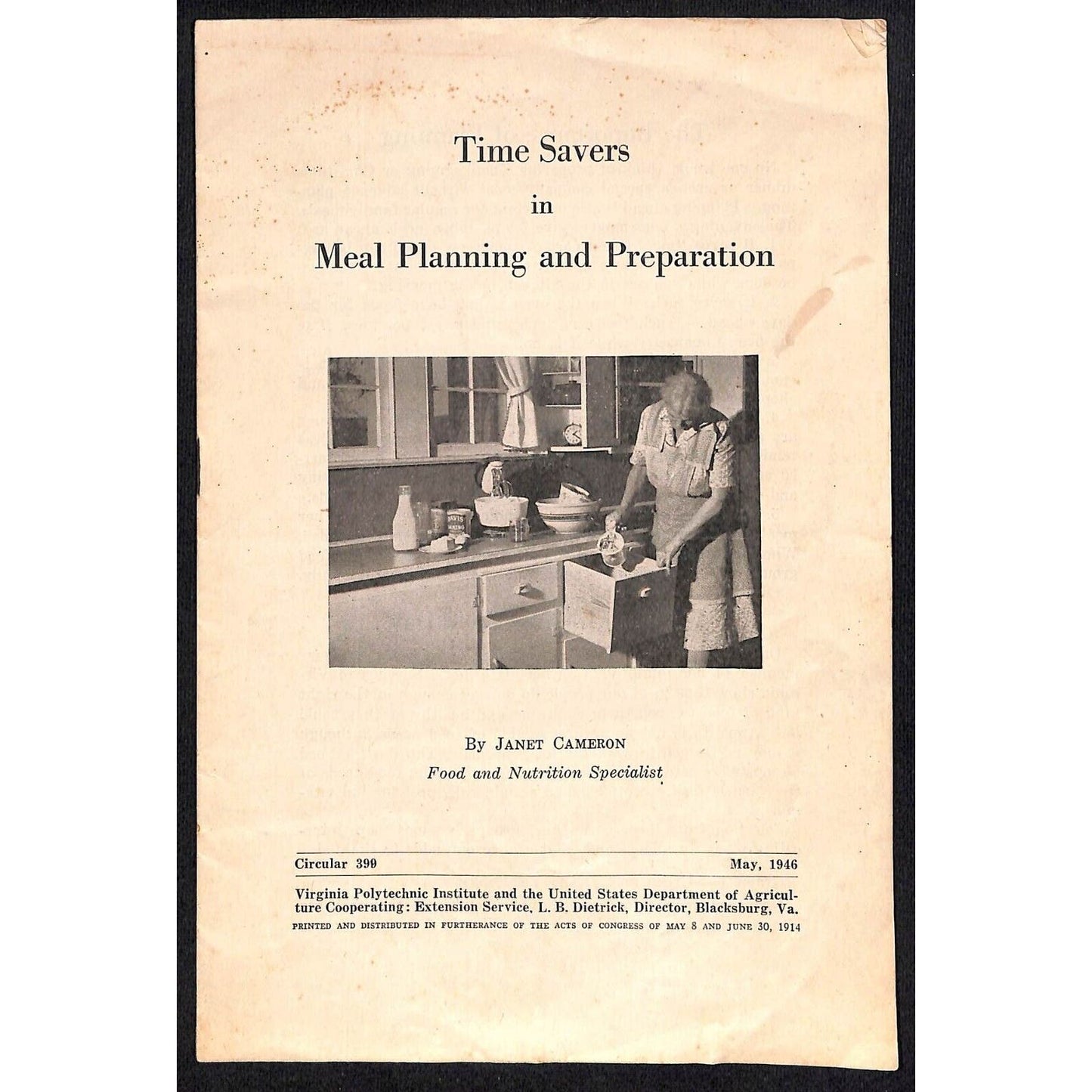 1946 U.S. Dept of Agriculture "Time Savers in Meal Planning and Preparation" 11p