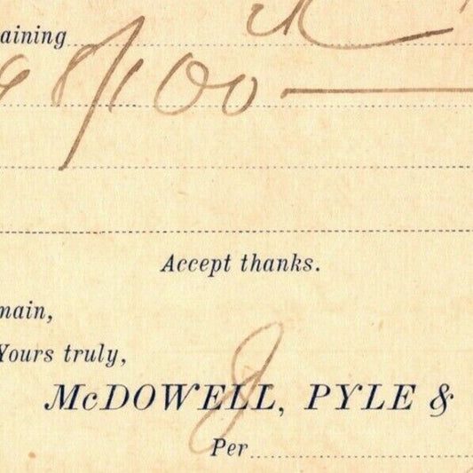 1900 Adv. Payment Conf. Postcard McDowell, Pyle & Co Baltimore E. Baker*
