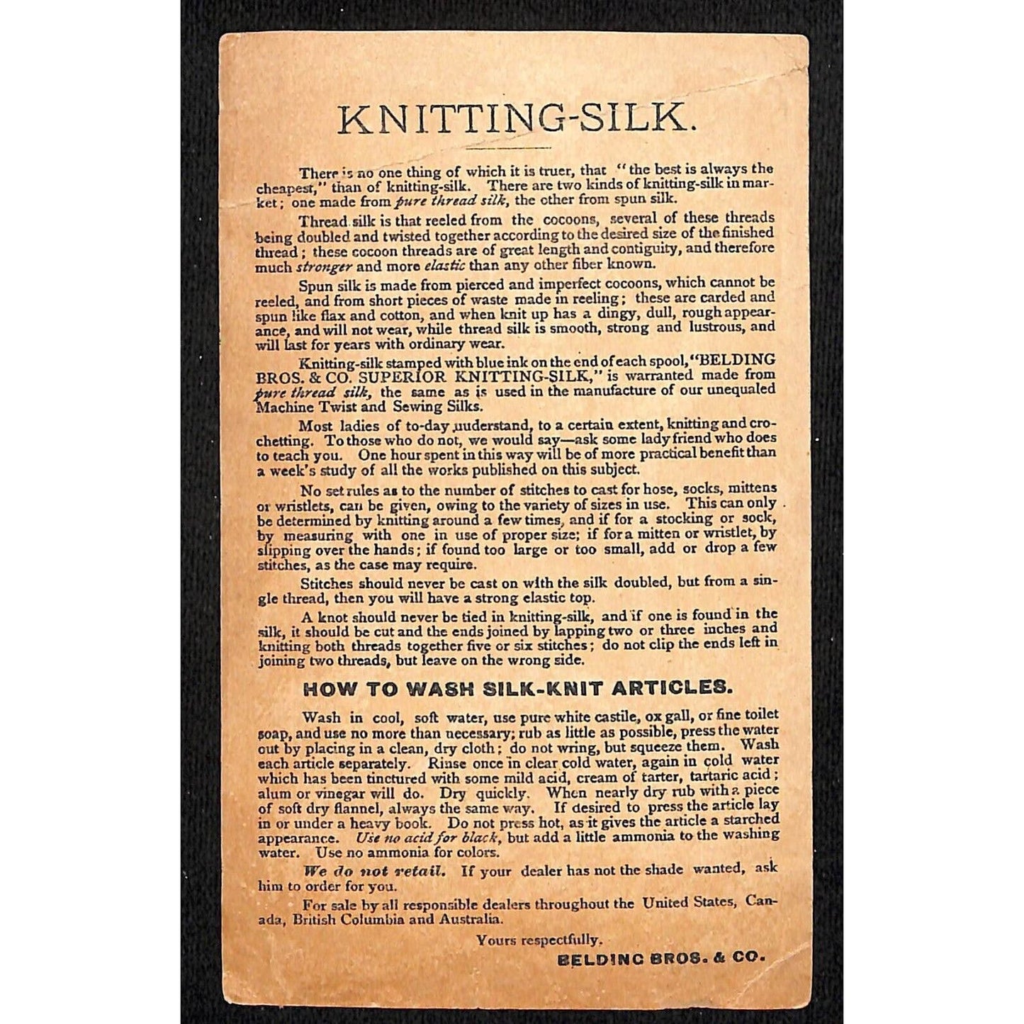 Belding Bros & Co. Spool Silk Victorian Trade Card w/ Mining Shaft Scene
