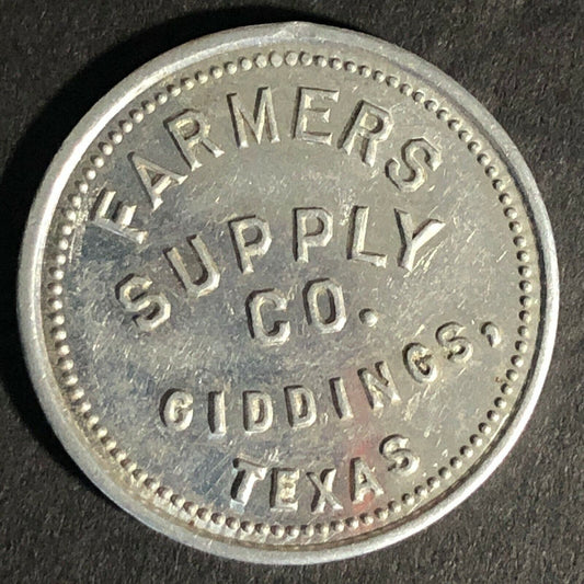 Farmers Supply Co. Giddings Texas Alum. Token G/F 25 In Trade 25.8mm Scarce