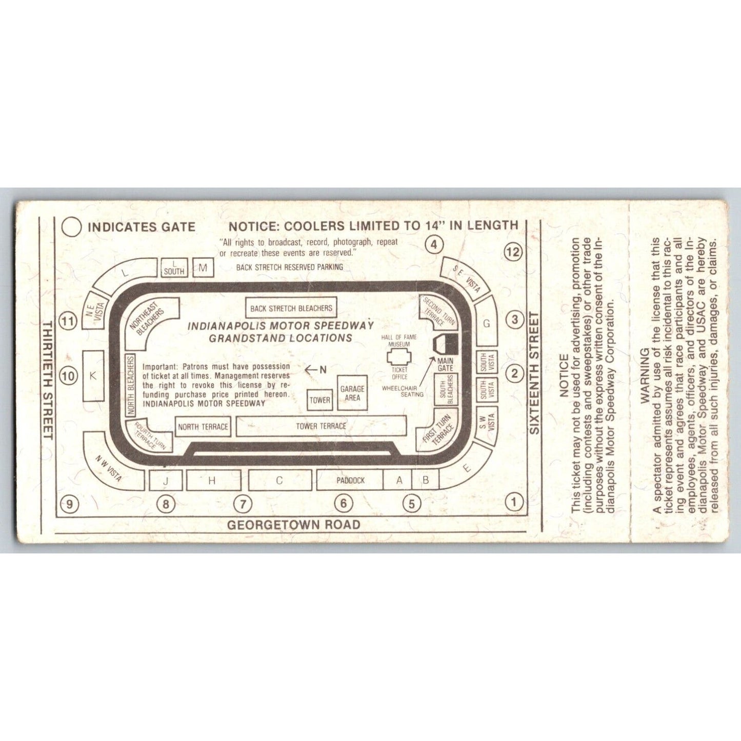 1992 Indianapolis 500 Ticket Stub Racing IMS Rick Mears - seat 13