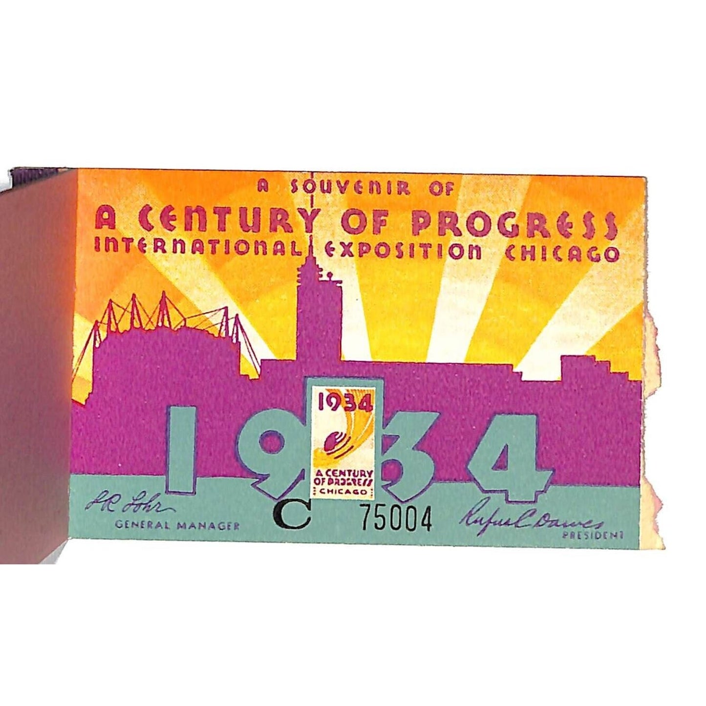 1934 Chicago World's Fair Souvenir Ticket Booklet w/ 5 Stubs