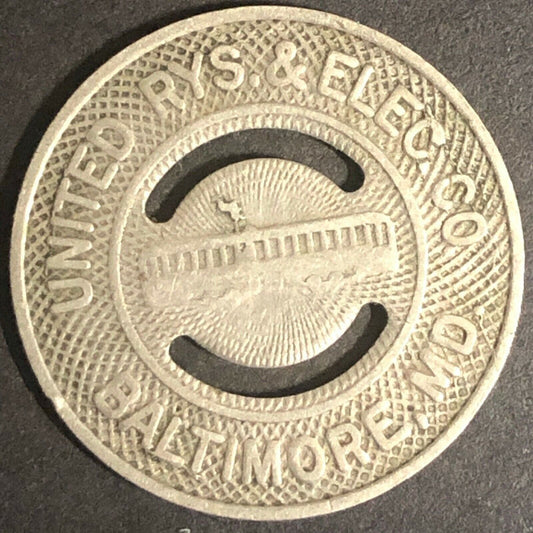 c1930's-40's 21mm United RYS. & Elec. Co. School Transit Token Baltimore, MD