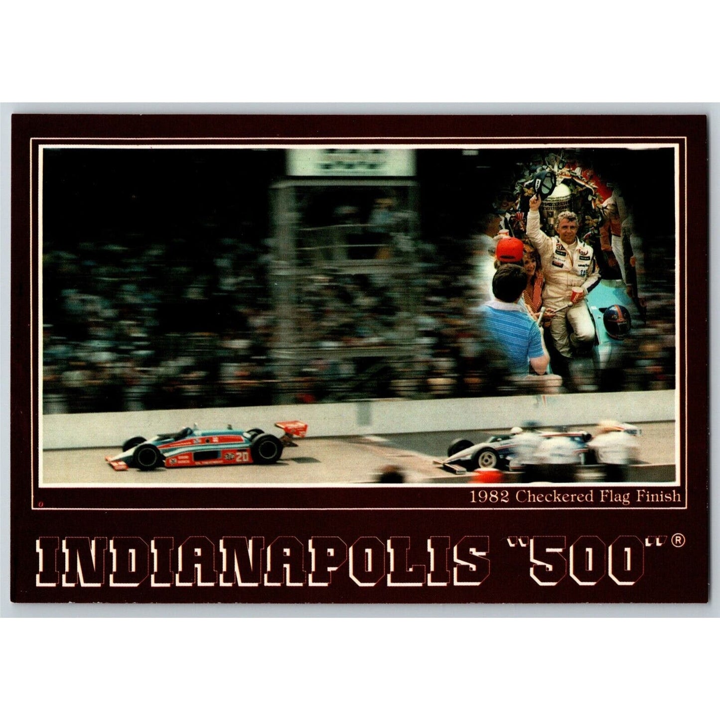 c1982 Indy 500 - Gordon Johncock Checkered Flag NOS 4" x 5 3/4" Postcard