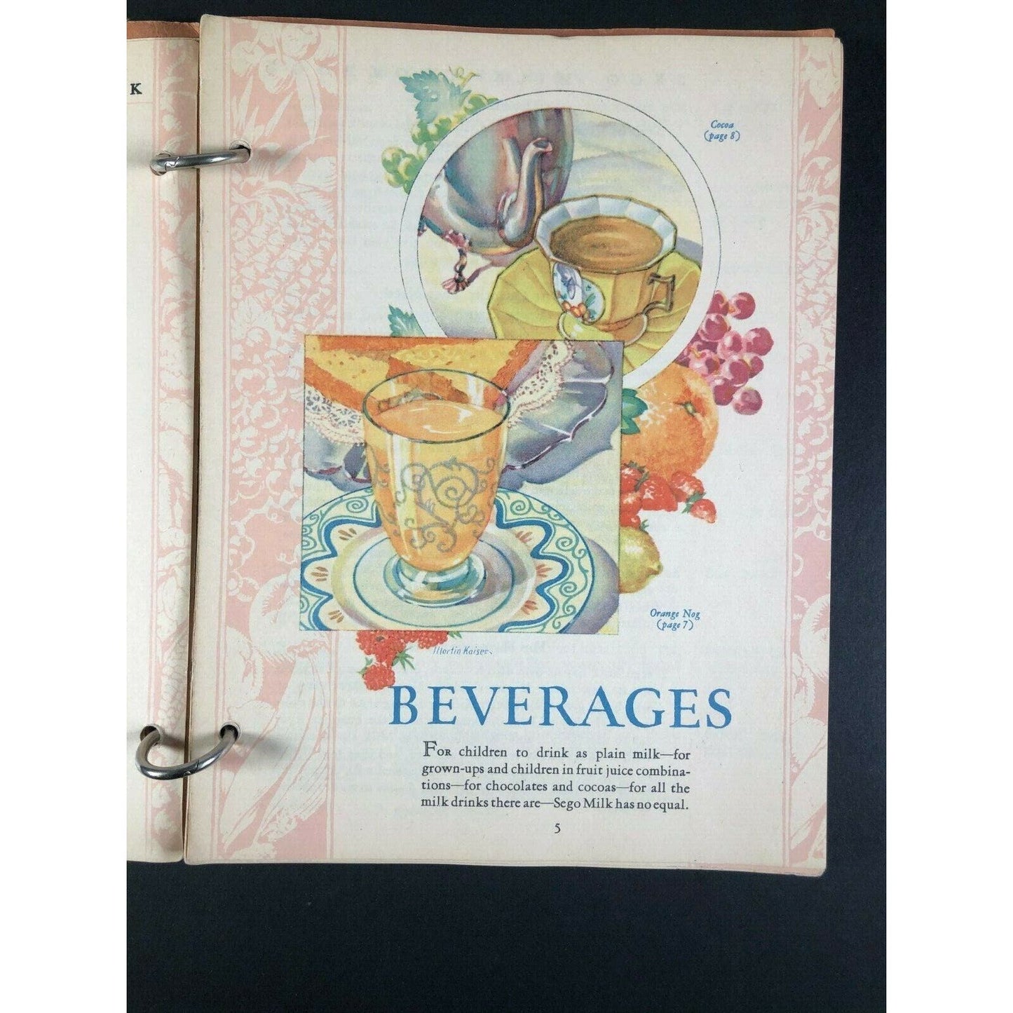 1950's Recipes Book Desserts Beverages Breads Cakes Candies Sego Milk