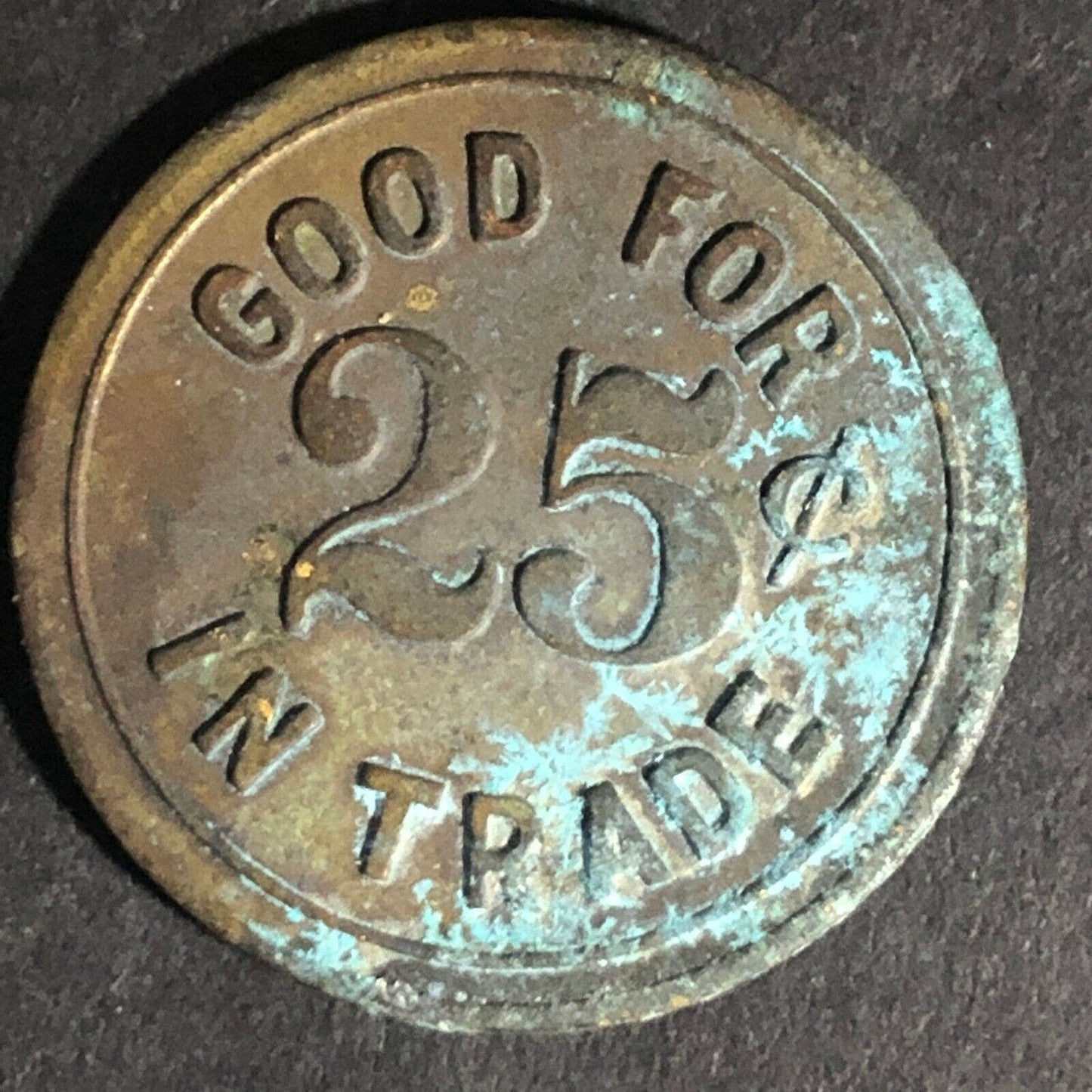 McClaskey Bros. The Dalles Oregon G/F 25c In Trade Brass Token 26.5mm