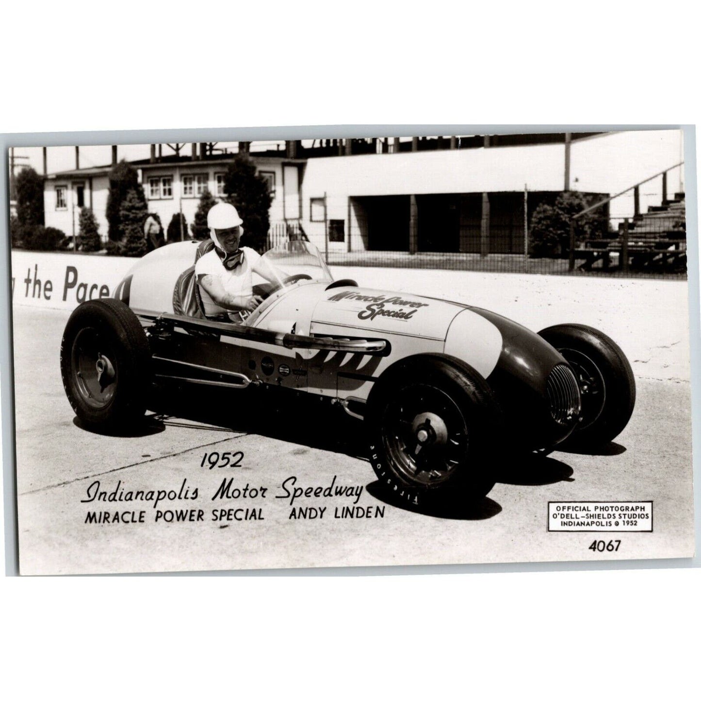 Indy 500 RPPC Postcard "1952 Andy Linden" Official Race Photo Unposted VGC