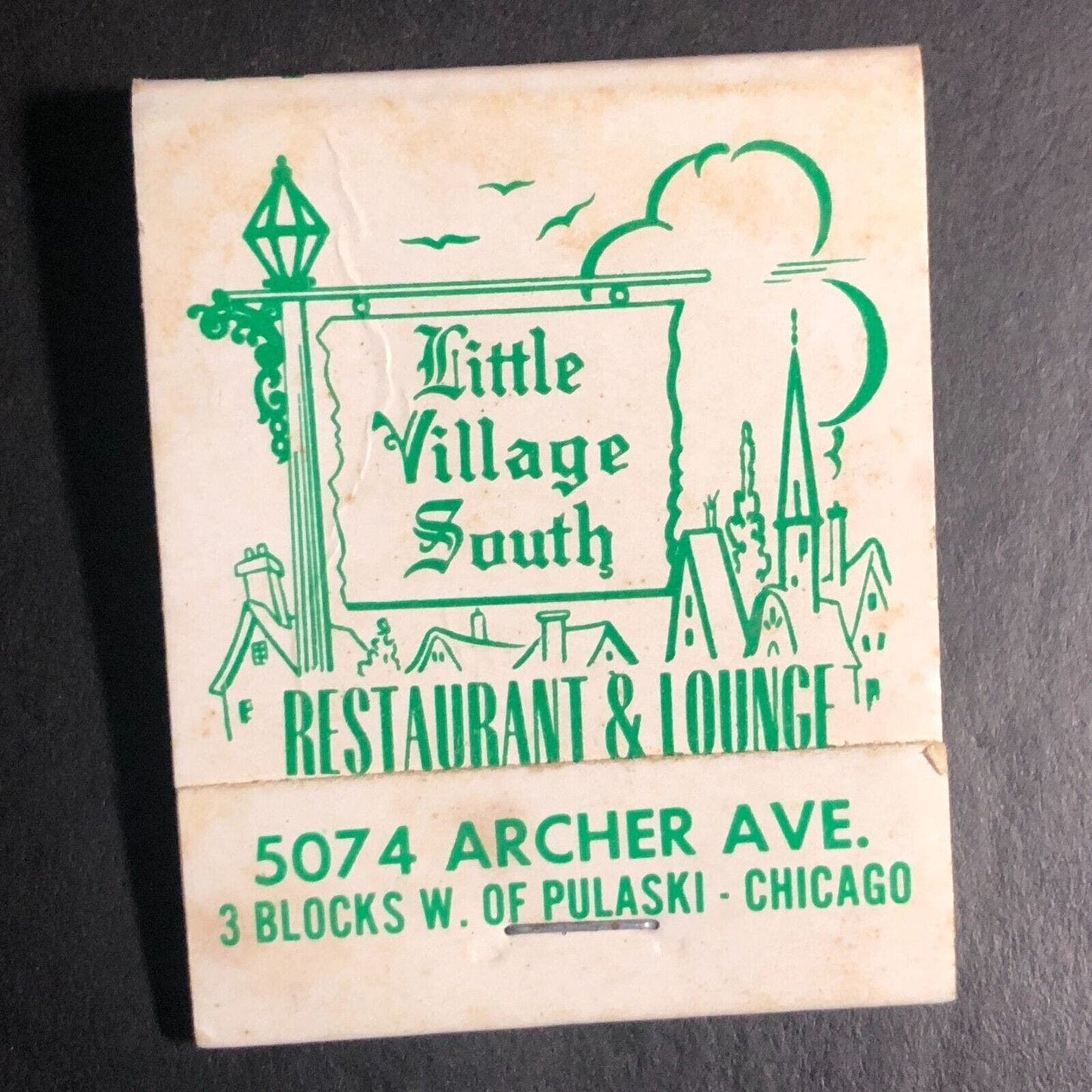 Little Village South Restaurant Czech-American Full Matchbook c1974-84 VGC