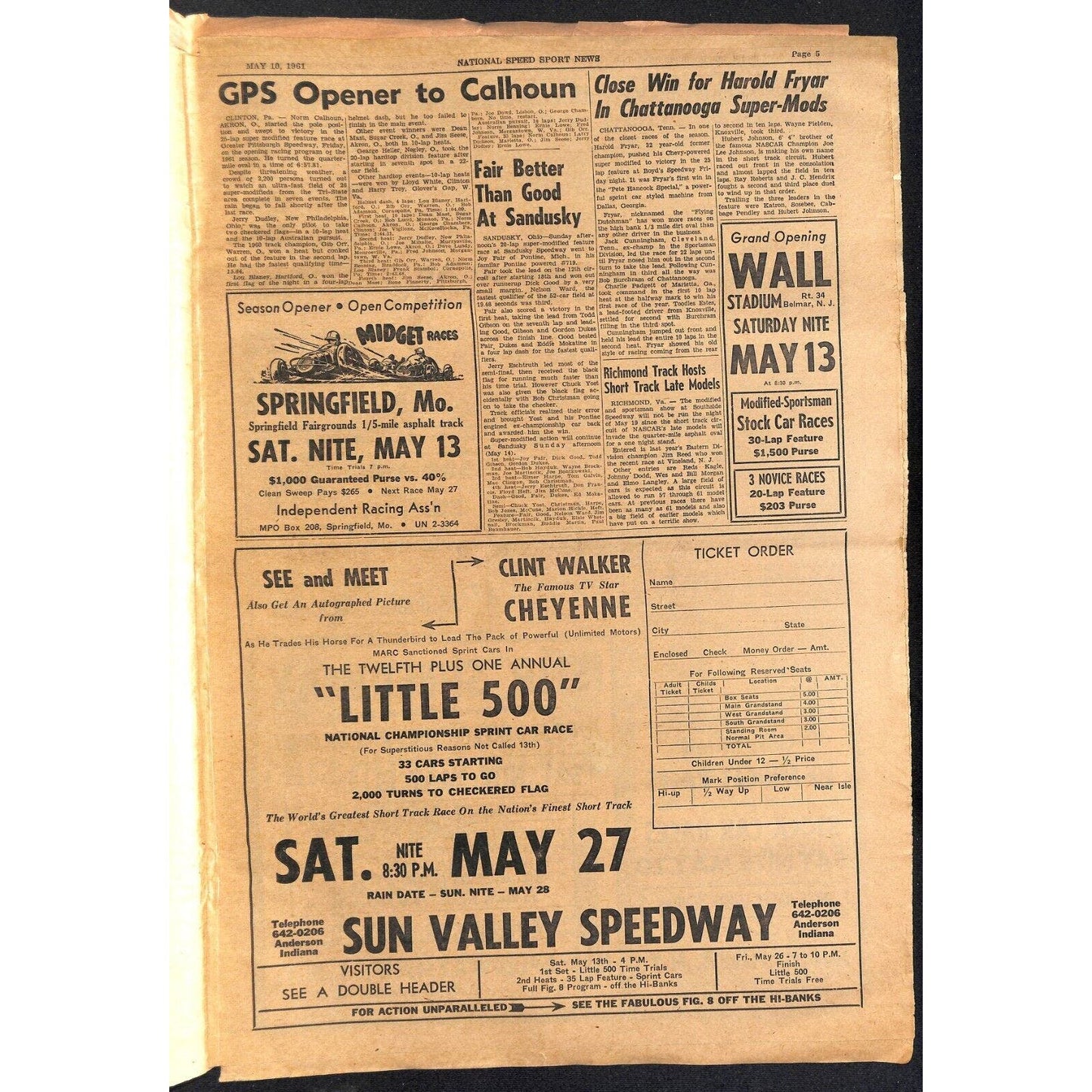 National Speed Sport News 5/10 1961 Lorenzen Beats Turner Rebel Racing 15pp VGC